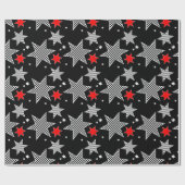 Schwarzes kariertes Stern-Rot-Packpapier Geschenkpapier (Flach)
