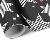 Schwarzes kariertes Stern-Rot-Packpapier Geschenkpapier (Rolleneckpunkt)
