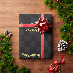 Schwarzes Karo-Muster-modernes kundenspezifisches Geschenkpapier
