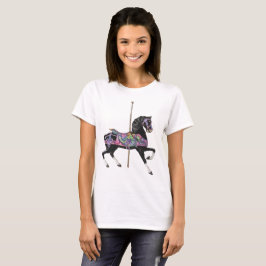Schwarzes Karussell-Pferd T-Shirt