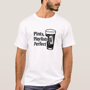 Schwarzes Kassetten-Pint-Musik-Zitat-Design T-Shirt
