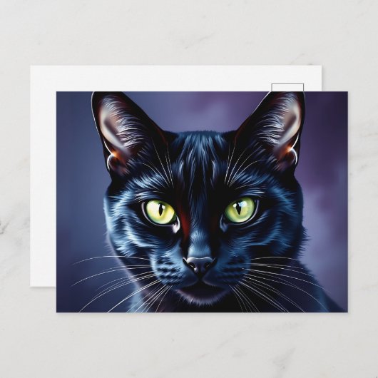 Schwarzes Katapult mit grünen Augen Postkarte (Vorne/Hinten)