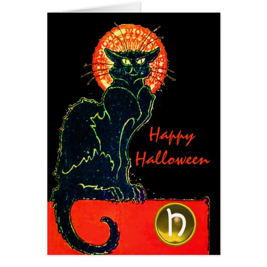 SCHWARZES KATZ-HALLOWEEN-PARTY-MONOGRAMM (Vorne)