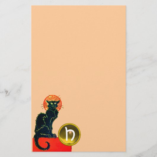 SCHWARZES KATZ-HALLOWEEN-PARTY-MONOGRAMM BRIEFPAPIER (Vorderseite)
