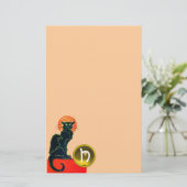 SCHWARZES KATZ-HALLOWEEN-PARTY-MONOGRAMM BRIEFPAPIER (Stehend Vorderseite)