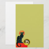 SCHWARZES KATZ-HALLOWEEN-PARTY-MONOGRAMM BRIEFPAPIER (Vorne/Hinten)