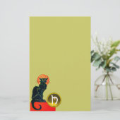 SCHWARZES KATZ-HALLOWEEN-PARTY-MONOGRAMM BRIEFPAPIER (Stehend Vorderseite)