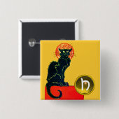 SCHWARZES KATZ-HALLOWEEN-PARTY-MONOGRAMM BUTTON (Vorne & Hinten)