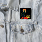 SCHWARZES KATZ-HALLOWEEN-PARTY-MONOGRAMM BUTTON (Beispiel)