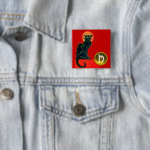 SCHWARZES KATZ-HALLOWEEN-PARTY-MONOGRAMM BUTTON (Beispiel)