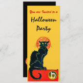 SCHWARZES KATZ-HALLOWEEN-PARTY-MONOGRAMM EINLADUNG (Vorne/Hinten)