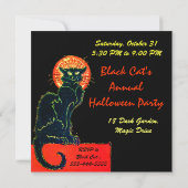 SCHWARZES KATZ-HALLOWEEN-PARTY-MONOGRAMM EINLADUNG (Rückseite)
