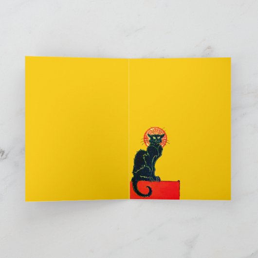 SCHWARZES KATZ-HALLOWEEN-PARTY-MONOGRAMM KARTE (Innenseite)