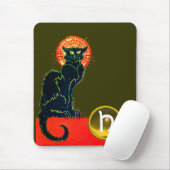 SCHWARZES KATZ-HALLOWEEN-PARTY-MONOGRAMM MOUSEPAD (Mit Mouse)