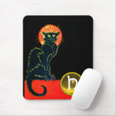 SCHWARZES KATZ-HALLOWEEN-PARTY-MONOGRAMM MOUSEPAD (Mit Mouse)