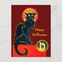 SCHWARZES KATZ-HALLOWEEN-PARTY-MONOGRAMM