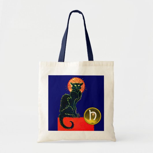SCHWARZES KATZ-HALLOWEEN-PARTY-MONOGRAMM TRAGETASCHE (Vorne)