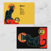 SCHWARZES KATZ-PARTY-MONOGRAMM VISITENKARTE (Vorne/Hinten)