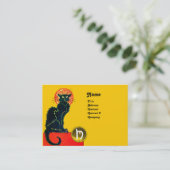 SCHWARZES KATZ-PARTY-MONOGRAMM VISITENKARTE (Stehend Vorderseite)