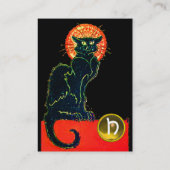 SCHWARZES KATZ-PARTY-MONOGRAMM VISITENKARTE (Rückseite)