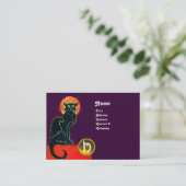 SCHWARZES KATZ-PARTY-MONOGRAMM VISITENKARTE (Stehend Vorderseite)