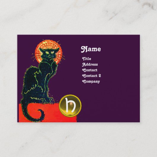 SCHWARZES KATZ-PARTY-MONOGRAMM VISITENKARTE (Vorderseite)