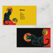 SCHWARZES KATZ-PARTY-MONOGRAMM VISITENKARTE (Vorne/Hinten)