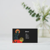 SCHWARZES KATZ-PARTY-MONOGRAMM VISITENKARTE (Stehend Vorderseite)