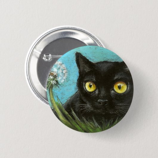 Schwarzes Kätzchen Button (Vorne & Hinten)