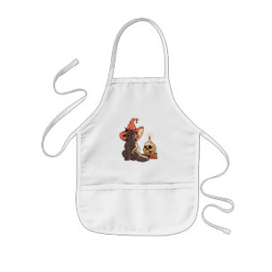 Schwarzes Kätzchen Hexe Halloween Design Kinderschürze