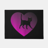 Schwarzes Kätzchen im Herzen, schwarze Katze Fußmatte (Vorderseite)