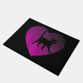 Schwarzes Kätzchen im Herzen, schwarze Katze Fußmatte (Schrägansicht)