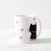Schwarzes Kätzchen ist nicht schuldig, mit Lichter Kaffeetasse (VorderseiteRechts)