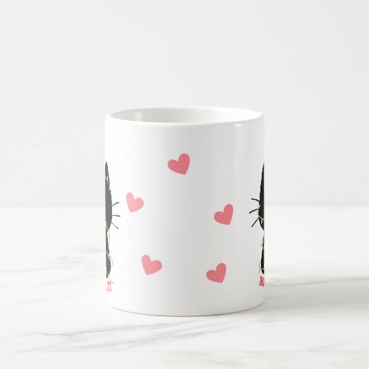 Schwarzes Kätzchen ist nicht schuldig, mit Lichter Kaffeetasse (Mittel)