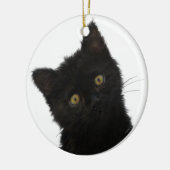 Schwarzes Kätzchen Lunas Bella Keramik Ornament (Links)