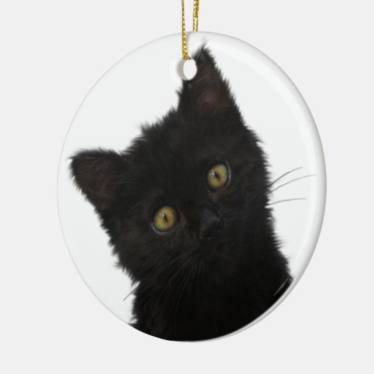 Schwarzes Kätzchen Lunas Bella Keramik Ornament (Links)