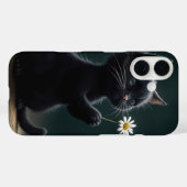 Schwarzes Kätzchen mit einer weißen Margerite Case-Mate iPhone Hülle (Rückseite (Horizontal))
