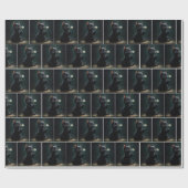 Schwarzes Kätzchen mit weißer Daisy Geschenkpapier (Flach)