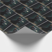 Schwarzes Kätzchen mit weißer Daisy Geschenkpapier (Ecke)