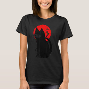 Schwarzes Kätzchen Ninja Katze Kitty Japanische Sa T-Shirt