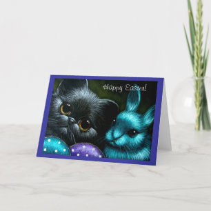 Schwarzes Kätzchen & Osterhase Karte