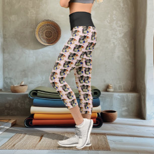 Schwarzes Kätzchen Pinselglas Künstler Katze Rosa Capri Leggings
