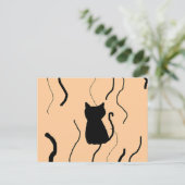 Schwarzes Kätzchen Postkarte (Stehend Vorderseite)