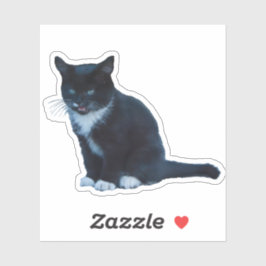 Schwarzes Kätzchen Tuxedo sitzende Mäuse Aufkleber