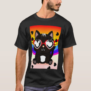 Schwarzes Kätzchen Valentinstag 2023 Katze  Valent T-Shirt