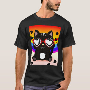 Schwarzes Kätzchen Valentinstag 2023 Katze  Valent T-Shirt