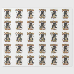 Schwarzes Katze Fantasy Krieger T-Shirt Geschenkpapier