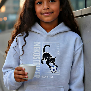 Schwarzes Katze Fußball Geschenk – Elite-Gamer-Log Hoodie