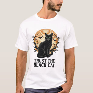 Schwarzes Katze Halloween-Shirt Vintage Gruseliger T-Shirt