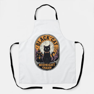 Schwarzes Katze Halloween-Shirt Vintage Midnight C Schürze